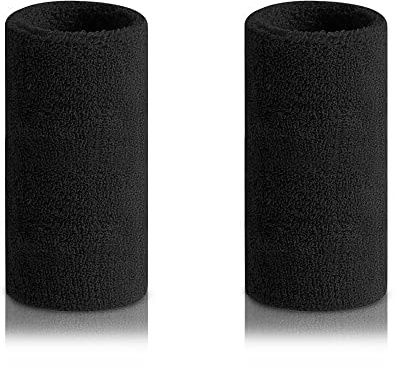 2 stycken svettband handled 15 cm långa svettband elastiska atletiska absorberande armband för fotboll basket, friidrott