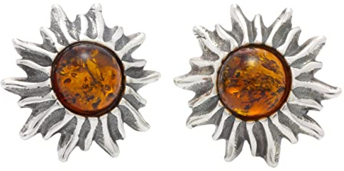 LIGURIUS Ambre Naturel DE LA Baltique Argent Sterling 925 Boucles d’Oreilles Stud Sun Jewellery Gemstone