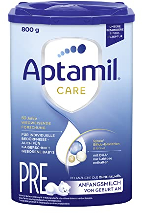 Aptamil Care PRE – Anfangsmilch von Geburt an, Mit DHA, Nur Laktose, Ohne Palmöl, Babynahrung, Milchpulver, 1x 800 g