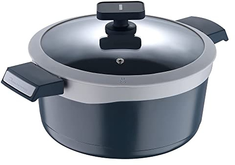 MasterPro - Casserole with Glass Lid, 4.5l - Gastro Induction Cast Aluminium Pot, Professional Quality, Ceramic Non-stick Coating, Ovenproof
