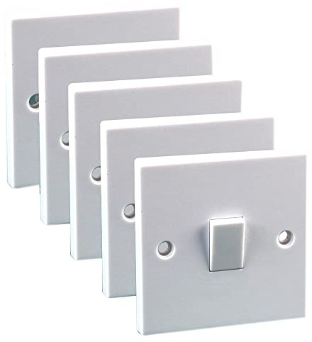 PRO ELEC PELB1126 Light Switches, 1 Gang, 2 Way, 10AX, White, Pack of 5