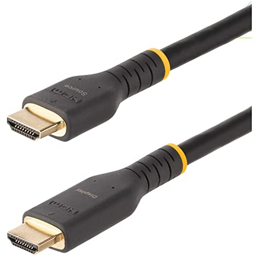 StarTech Câble HDMI Actif 2.0 4K 60Hz 10m, Ethernet, Robuste, Noir | Fibre aramide, 18 Gbps HDR10, Gros calibre 28AWG, Gaine TPE sans halogène, Plaqué or