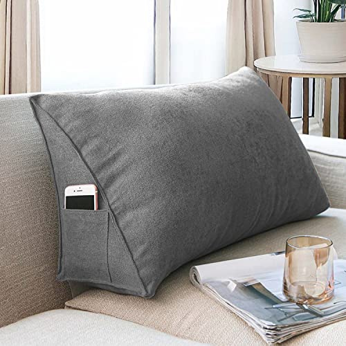 Yanman Wedge Pillow Large Lumbar Support Cushion for Bed Headboard Sofa, Back Positioning Backrest,Soft Reading Pillow with Breathable Removable Washable Cover