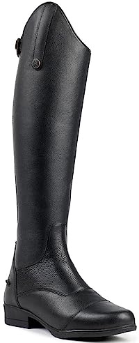 Moretta - Women's Carla Leather Back Zip Riding Boots, Black/White, 6 UK
