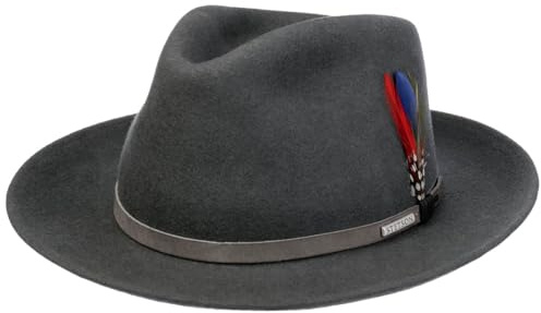 Stetson CHAPEAUSHOP Madison Fedora mallable Feutre de Laine Bande en Cuir Plumes Fabrique en UE Unisexe Automne Hiver