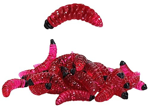 50 Pieces Soft Fishing Lures Artificial Maggot Worm, Fake Silicone Bread Worm Earthworm Fishing Lure Baits Swimbait for Trout Barbel Carp