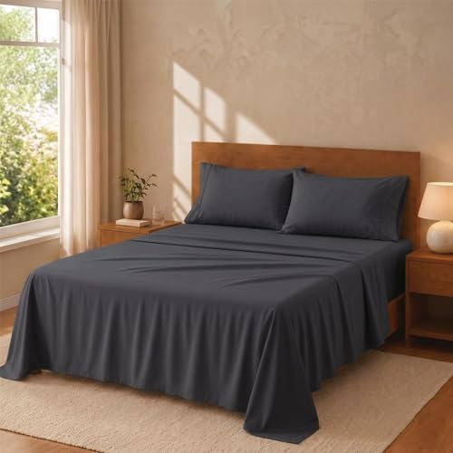 Degrees Home Premium – Juego de Sábanas 140x190 cm 4 Piezas: Sábana Bajera Ajustable, Encimera y 2 Fundas de Almohada 50X70 – Microfibra Cepillada, Suave, Oeko-Tex Certificado