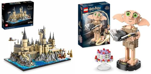 LEGO 76419 Harry Potter Hogwarts Castle and Grounds Big Set for Adults, including Iconic Locations & 76421 Harry Potter Dobby the House-Elf Set, Movable Iconic Figure Model