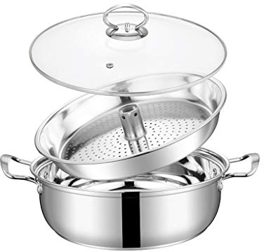 ANSNOW 201 Edelstahl Gedämpfter Fischtopf Suppentopf Induktionsherd Verdicken Zuhause Gasherd Dampfgarer