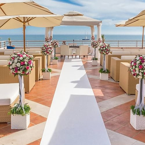 Weißer Gangläuferteppich für Hochzeiten, rutschfeste Teppichrolle, Laufstegmatte, ideal für Hochzeitszeremonien, Partys, Weihnachtsdekorationen für drinnen und draußen, Dicke 2,3 mm,White,1.2x10m