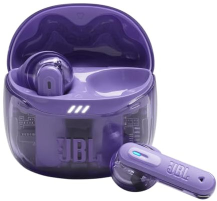 JBL Tune Flex Ghost 2, Écouteurs sans Fil Bluetooth, 48 h d'autonomie, résistance à l'eau et à la poussière IP54, résistance à l'eau et à la poussière IP54, Connexion multipoint, Purple Ghost