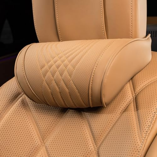 Dapucarin Almohada de Espuma Viscoelástica, Cojín para el Cuello del Asiento, Reposacabezas de Coche para Coches SUV Sedán Oficina en Casa, Marrón Palomino, 1 Pieza