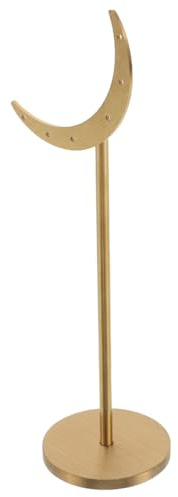 BESPORTBLE Espositore per Orecchini in Ferro Color Oro, Supporto Solido con Base Rotonda e Forma a Mezzaluna, Organizer Raffinato per Boutique e Casa