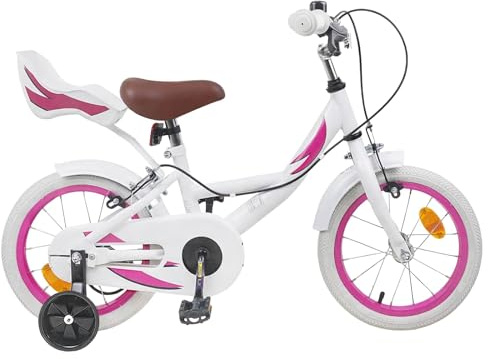 Runheo Barncykel Tum ljusrosa med stålram justerbar för 2–4 år, med broms, stänkskärm och klocka, lätt tvåhjuling för utomhus, stad och vardag, perfekt för körning och inlärning