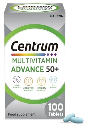 Centrum Advance 50+ Tablets Multivitamin & Mineral Supplements, with 24 essential nutrients, including vitamin D, C, Zinc, 100 ct