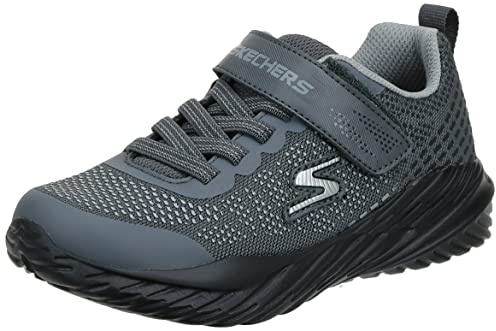 Skechers Boy's Nitro Sprint Karvo Sneakers, Charcoal Textile Black Gray Trim, 4 UK Child