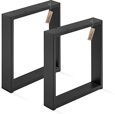 LAMO Manufaktur Tischbeine für Sitzbank, Couchtisch, Beistelltisch, Simple Massive, Vierkantprofil 80x20 mm, Tischgestell 60x43 cm (BxH), Schwarz, 2 Stück, LTS-01-C-KK-9005