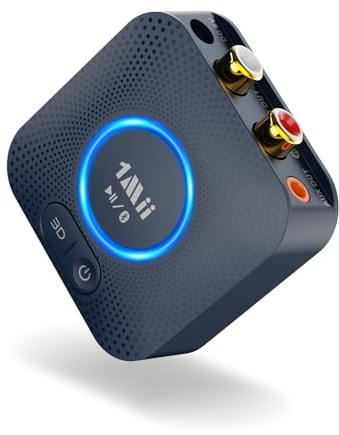 1Mii B06HD Receptor de Audio Bluetooth 5.3, Adaptador Bluetooth para Sistema Estéreo HiFi Doméstico, con Sonido Envolvente 3D de Baja Latencia aptX HD, 15H de Reproducción, Conector 3.5mm AUX, RCA