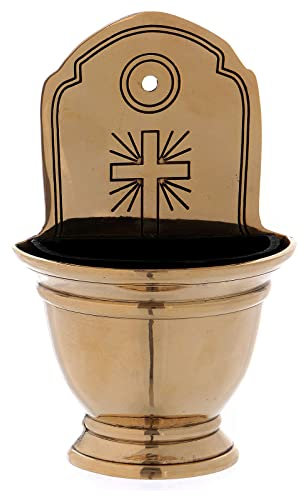 Holyart Bénitier Laiton doré avec Croix