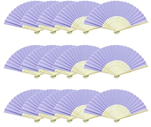 Woohome 15 Pz Ventilatore di Bambù Carta per DIY, Danza, Raffreddamento, Festa, Decorazione di Nozze (Viola)