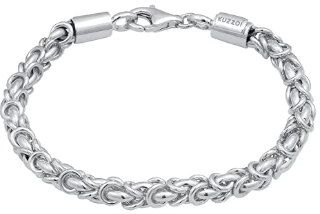 Kuzzoi Buddha Silber Armband für Herren, handgefertigtes Königsketten Armband (5 mm) aus 925 Sterling Silber, massives Königsarmband für Männer, Länge 23 cm