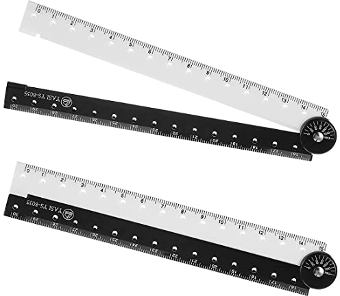 2 Pezzi Multi Righello Acrilico Righelli in Bianco e Nero Righello per Misurazione d'Angolo Righello per Misurazione di Geometria Trasparente Flessibile e Regolabile per Disegno da 11,8 Pollici