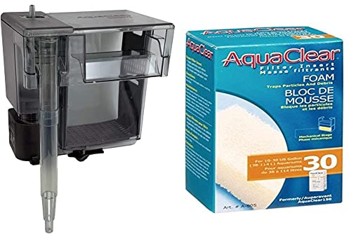 AquaClear Power Filter 30 Aquarien Außenfilter Clip-on- Filter, für Aquarien von 38L bis 114L, 6W Schaumstoff Filterpatrone Power Filter 30