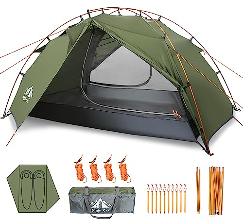 Night Cat Camping Zelt 2 Personen: Wasserdicht Campingzelt 2 Man Zente Zwei Schichten Einfache Einstellung Leicht Für Trekking Wandern Garten