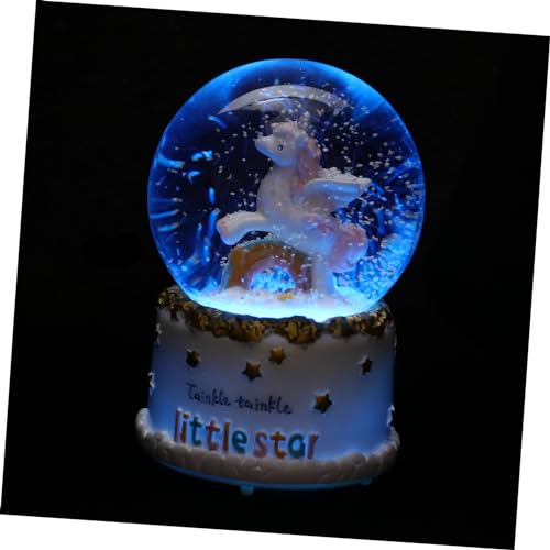 Alipis Caja Bola de Cristal de Animales Globo de Nieve de Dibujos Animados LED decoración Office luz de Bola de Cristal de Unicornio Bola de Cristal de Unicornio de ensueño música Decorar