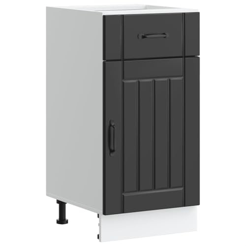 vidaXL Kitchen Base Cabinet Lucca Black Engineered Wood, sink base cabinet, base kitchen cabinet with drawer, sink base unit