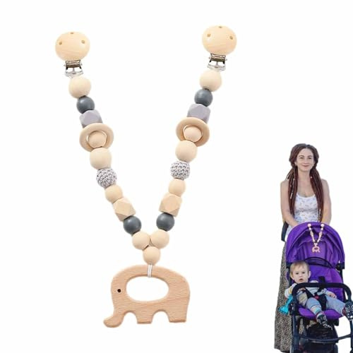 Crib Pendant - Sensory Pushchair Toy Wooden Chain Charm - Stroller Charm Decoration for Outdoor Shopping, Traveling, and Walking