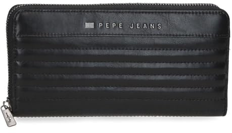 Pepe Jeans Biker Portefeuille avec porte-cartes noir 19,5 x 10 x 2 cm Polyester avec détails en cuir synthétique by Joumma Bags, Noir, Talla única, Portefeuille avec porte-cartes