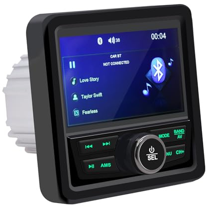 Avutrel Stereo Båt MP5 marin mediaspelare, 4,1 HD-pekskärm, offline-kartdisplay, vattentät radio och stereomottagare för båt