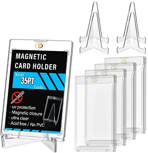 DODUOS 5 Pieza 35pt Magnetic Card Holders, Tarjetero Protección UV Transparentes, Funda de Tarjeta Dura Toploade, Tarjetas Magnéticas 35pt para Magic, Deportes, Béisbol, Fútbol, MTG
