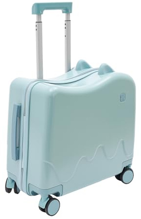 czyuRachel Maleta infantil para sentarse arriba, 45,5 x 23 x 43,5 cm, maleta de viaje infantil, cerradura de contraseña integrada, 37 L, 3 kg, 4 ruedas giratorias silenciosas, carrito infantil, azul