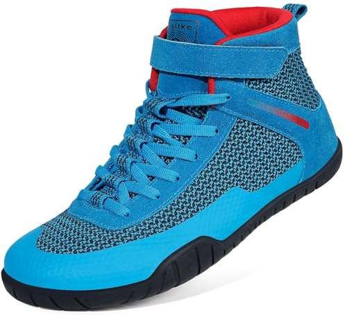 Hsyooes Mens Wrestling Shoes Boxing Shoe Fitness Sneakers, Blue, 9 Wide