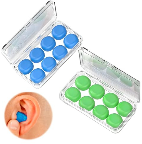 8 pares de tapones para los oídos para dormir, nadar, nadar, tapones de silicona suave, moldeables, tapones para los oídos para dormir, viajes, aprendizaje (azul/verde)