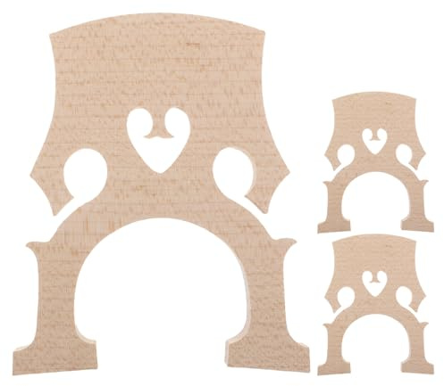 BESPORTBLE Ponte per Violoncello 4/4 in Acero Set 3 Pezzi, Ponticello in Legno per Sostituzione e Riparazione, Accessori per Violoncello per Studenti e Professionisti, Risonanza