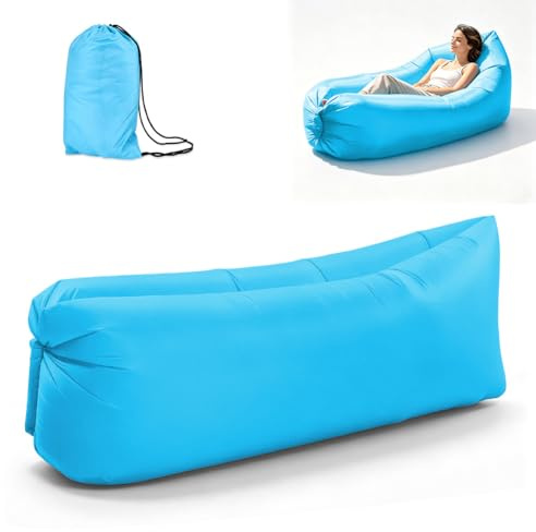 Wapasezyar Divano gonfiabile impermeabile, 235 x 72 cm, con pacchetto portatile per viaggi, campeggio, piscina e feste in spiaggia (celeste)
