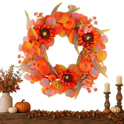 Höstkrans Till Konstgjord Höst- Och Thanksgivingpartydekoration | Krans för Halloween, Thanksgiving, Skördetid, Lantlig inredning, , Vägg och Fönster