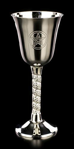 Figuren Shop Gmbh Zeremonien Calice avec Pentagramme Gravure Trink-Kelch en Métal, Zeremonielle Déco