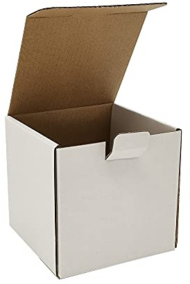 CH-BOX 50 Pack 10x10x10cm (4x4x4'') Small Corrugated Cardboard Postal Boxes White for Shipping Mailing Packaging Royal Mail Small Parcel (LM444)