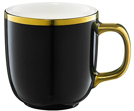 AMBITION Kaffeebecher Royal 330 ml Porzellanbecher Kaffeetasse Becher groß Kaffee Tee Cappuccino Milch mehrfarbig gold