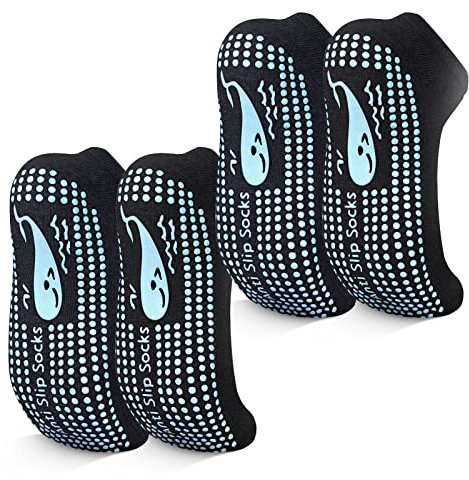 TENQUAN Calcetines Antideslizantes Mujer y Hombre Calcetines para Hacer Yoga Pilates Ballet Danza pour Casa Gimnasio Deportivos Fitness (2 Pares, Negro, Unisex S, EU 35-38)