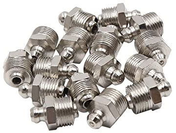 A ABSOPRO Ingrassatore Dritto M12 x 1 Filettatura Nickel Placcato Grasso Nipplo Auto (Set di 16)