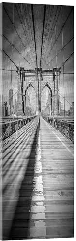 NEW YORK CITY Brooklyn Bridge Panorama Akrylglastavla av Melanie Viola 20 x 60 cm Svartvitt Tavlor Väggdekoration