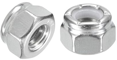 sourcing map 15Pcs 1/4-20 Nylon Insert Hex Lock Nuts, 316 Stainless Steel Self-Locking Nylon Insert Stop Nut for Industrial Construction Fasteners, Silver&White