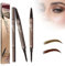2024 New 2 in 1 Magic 4-Tip Eyebrow Pencil, 3D Waterproof Microblading Eyebrow Pencil Contouring Pen, Natural Long-Lasting Fine Stroke Microblading Eyebrow Pencil (Light Brown+Dark Brown)