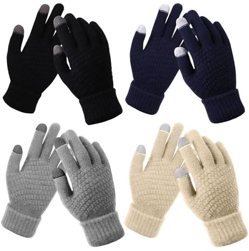 VEGCOO Winter Touchscreen Handschuhe, Damen Winter Strickhandschuhe, Winterhandschuhe Damen Warme Handschuhe, Fleece Gefütterte für Skifahren Radfahren Outdoor-Fahren und SMS
