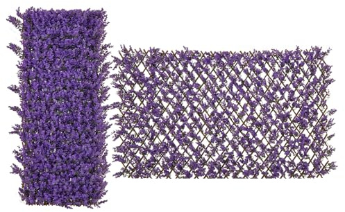 GOPLUS Haie Artificielle Décoratif, Brise-Vue Clôture Extensible en Eucalyptus Synthétique du Vrai Saule, Protection Solaire, pour l'Intérieur et l'Extérieur (Violet)